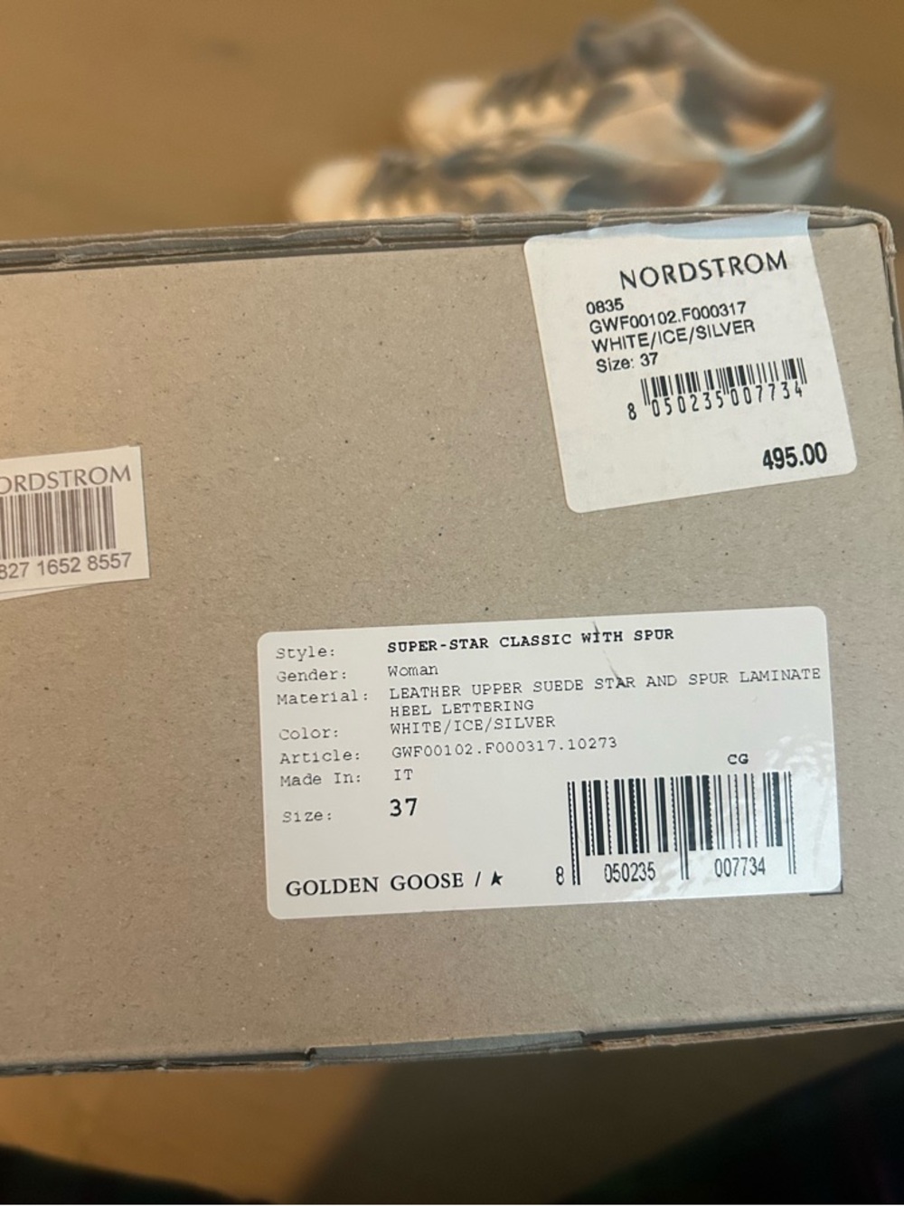 Golden Goose White Leather Sneakers with Gray Star and Laces - Picture 4 of 5